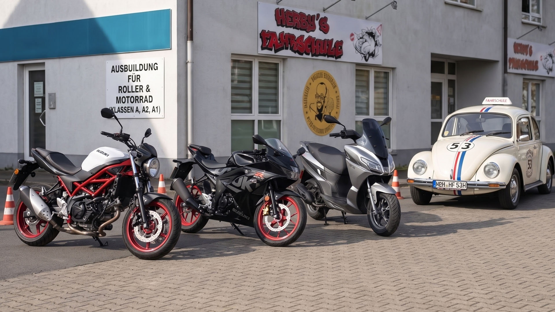 Motorräder für die Motorradausbildung bei Herby’s Fahrschule in Kassel
